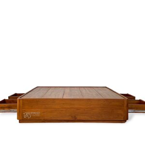 เตียงไม้สักไม่มีหัวเตียง ขอบมน 5 ฟุต