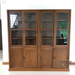 ตู้โชว์หนังสือไม้สักอบแห้ง