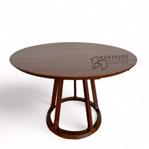 โต๊ะกลมไม้สัก สีโอ๊ค