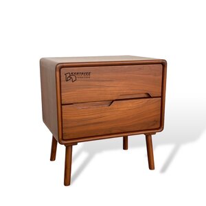 ตู้ข้างเตียงมินิมอลไม้สักสีสักด้าน