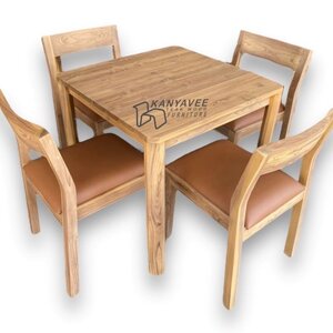 ชุดโต๊ะมินิมอลไม้สักสีมูจิ