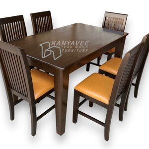 ชุดโต๊ะไม้สักสีโอ๊ค