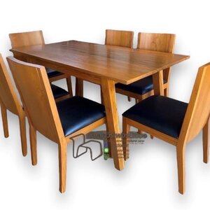 ชุดโต๊ะไม้สักเก้าอี้ไม้สักมินิมอล