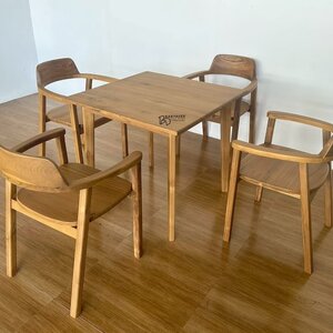ชุดโต๊ะเก้าอี้ไม้สัก 4 ที่นั่ง สีมูจิ