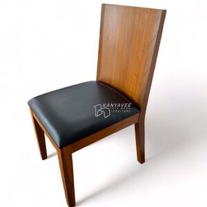 เก้าอี้ไม้สักบุเบาะหนังPU