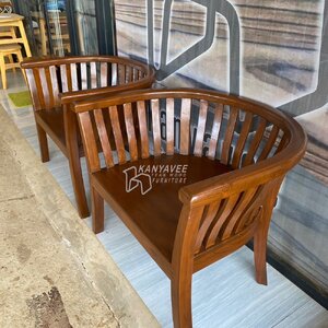 เก้าอี้อาร์มแชร์ไม้สักมินิมอล