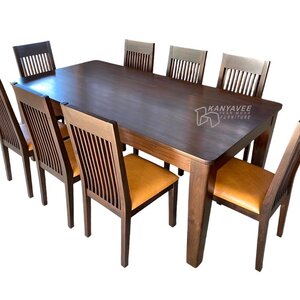 ชุดโต๊ะกินข้าวไม้สัก 8 ที่นั่ง สีโอ๊ค