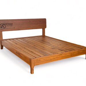 เตียงมินิมอลไม้สัก 5 ฟุต