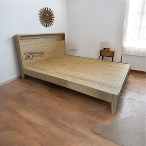 เตียงไม้สักมินิมอล 5 ฟุตสีมูจิ