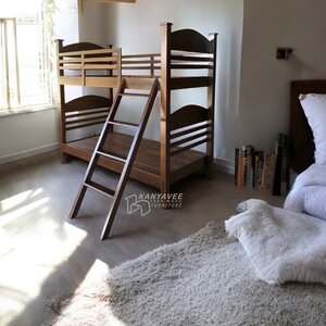 เตียง2ชั้นไม้สัก สีวอลนัทเข้ม