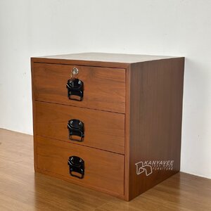 ตู้ลิ้นชักไม้สัก3ชั้น สีสักเข้ม