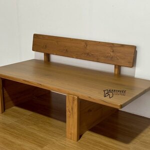 โซฟาไม้สักมินิมอล สีธรรมชาติ