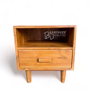 ตู้ข้างเตียงไม้สักสีสักทอง