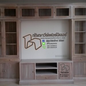 ตู้โชว์ทีวีไม้สัก