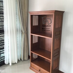 ตู้หนังสือไม้สักสีวอลนัท