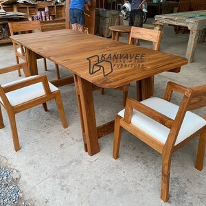 ชุดโต๊ะไม้สักเก้าอี้ไม้สัก
