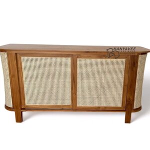 ชั้นวางทีวีหวาย สีสักธรรมชาติ