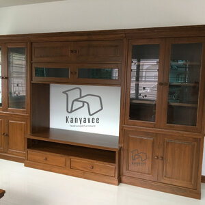 ตู้โชว์ทีวีไม้สัก