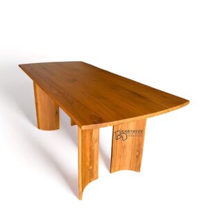 โต๊ะไม้สักมินิมอล สีสักทอง