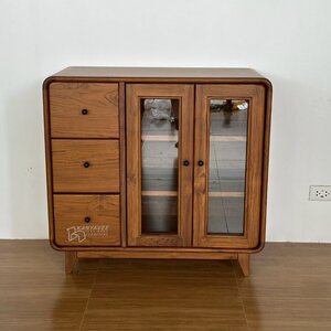 ตู้เก็บของมินิมอลไม้สัก สีวอลนัท