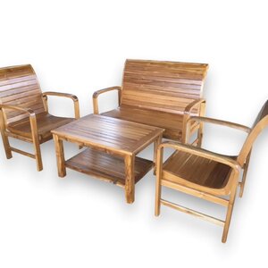 ชุดรับแขกพนักพิงโค้งไม้สัก