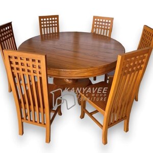 โต๊ะกลมไม้สักอบแห้ง