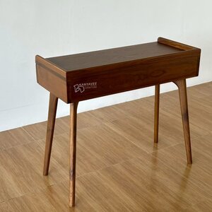 โต๊ะทำงานไม้สักมินิมอล สีวอลนัทเข้ม