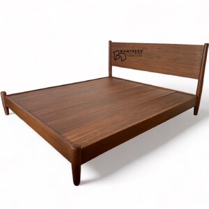 เตียงไม้สัก 6ฟุต สีวอลนัทแดง