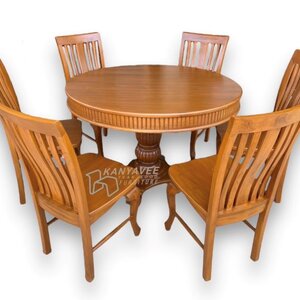 ชุดโต๊ะกลมไม้สัก