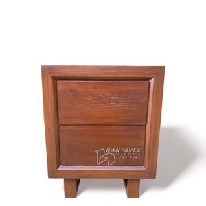 ตู้ข้างเตียงไม้สัก สีโอ๊คน้ำตาล