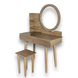 โต๊ะเครื่องแป้งมินิมอลไม้สักสีมูจิ