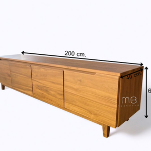 ตู้ทีวีไม้สักมินิมอล สีสัก