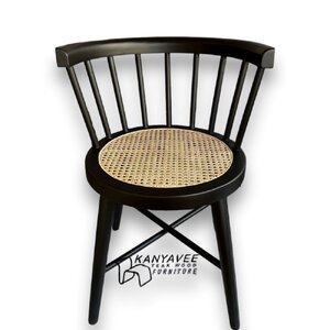 เก้าอี้มินิมอลหวายไม้สัก สีดำ