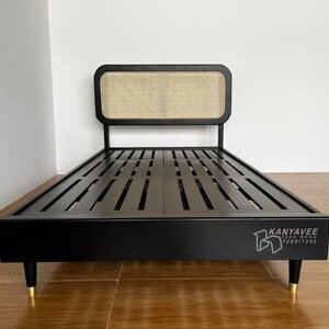 เตียงหวายไม้สักมินิมอล3.5ฟุต