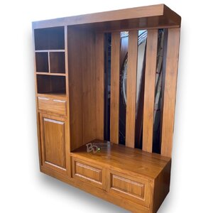 ตู้โชว์ระแนงไม้สัก