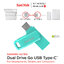 SanDisk Ultra Dual Drive Go USB Type-C (SDDDC Green) หัว USB Type C - USB A Flash Drive สำหรับ iPhone15 iPadPro Android แอนดรอยด์ และ Computer คอมพิวเตอร์ (ความจุ 64GB ,128GB,256GB ,512GB) ประกัน 5 ปี