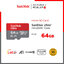 SanDisk MicroSD Card 64Gb Class10 Speed 140mb/s TFCARD ใส่โทรศัพท์ รองรับการลงแอพในเมม เล่นแอพได้เร็ว ประกัน Synnex10ปี SDSQUAB-064G-GN6MN