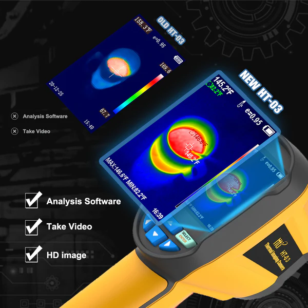 HTI, HT-03 120x90 Infrared Thermal Imager, PCB Circuit Industrial Testing Floor Heating Tube Testing Temperature Thermal Camera,
