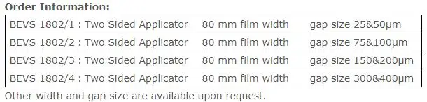 Film Applicator, Two Sided Film Applicator Bar coater 80mm coating width C-Sharp, design High Quality Precision Customizable,BEVS 1802-1,