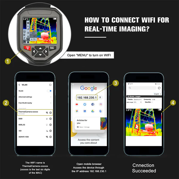 HIT,HT-A10 Thermal Imager with WIFI,（256×192）HTI, HT-A10 252x192 Handheld Infrared Thermal Imager, Thermal Camera Resolution,