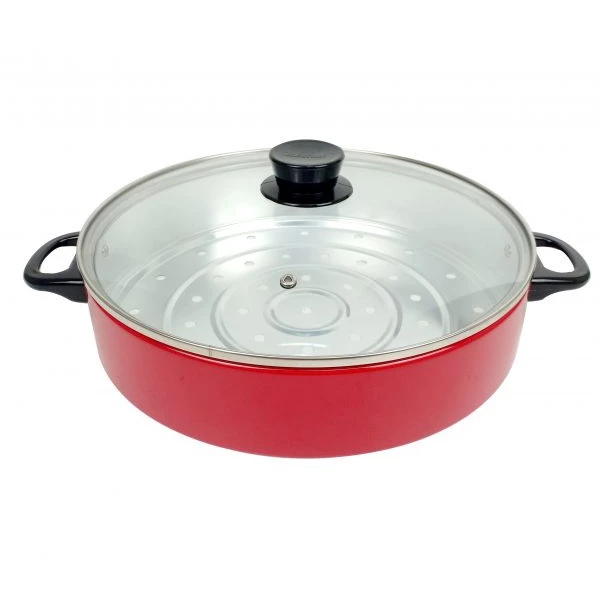 IMARFLEX กระทะไฟฟ้า อลูมิเนียม ความจุ 3 ลิตร รุ่น MP-14 ซึ้ง 1 ชั้น ฝาแก้ว 30 เซน (1050W) (สีฟ้า หรือ สีแดง) คละสี