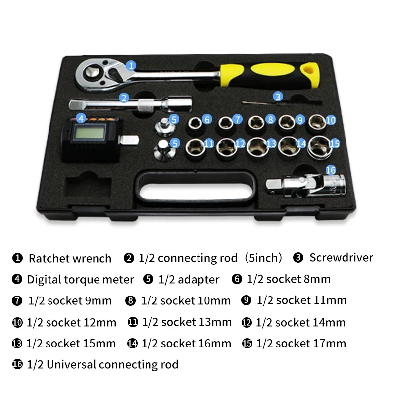 ประแจทอร์ค, Shahe Torque Wrench set, Model Number ANC, SHAHE Digital Torque Meter Mini Torque, Adapter 1/2'' With Backlight Ratchet Wrench Set Car Bike Repair Hand Tools,